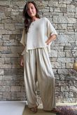 Lindin Linen Blend Crochet Flower Barrel Pant Washed Sandstone